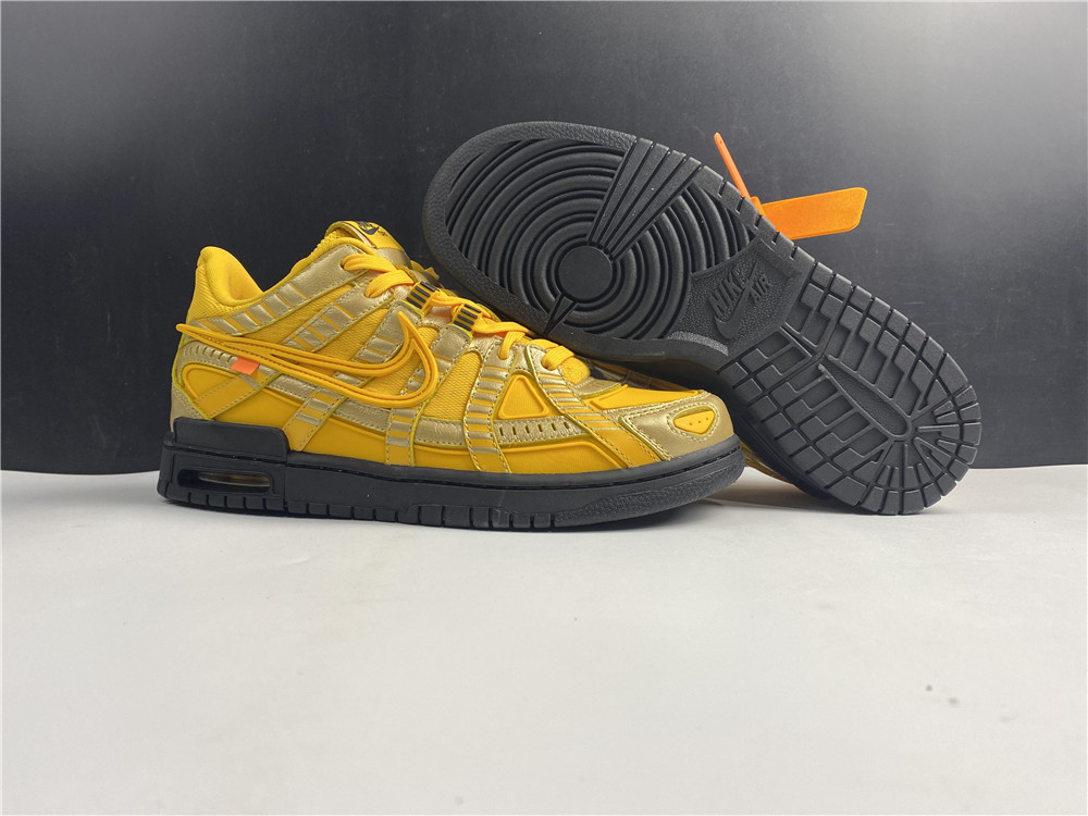 from OFF-WHITE x Nike Air Rubber Dunk โUniversity Goldโ CU6015-100
