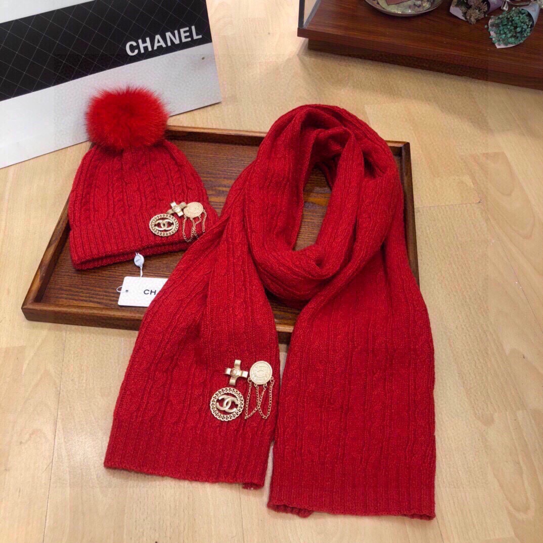Women Hat+Gloves+The scarf